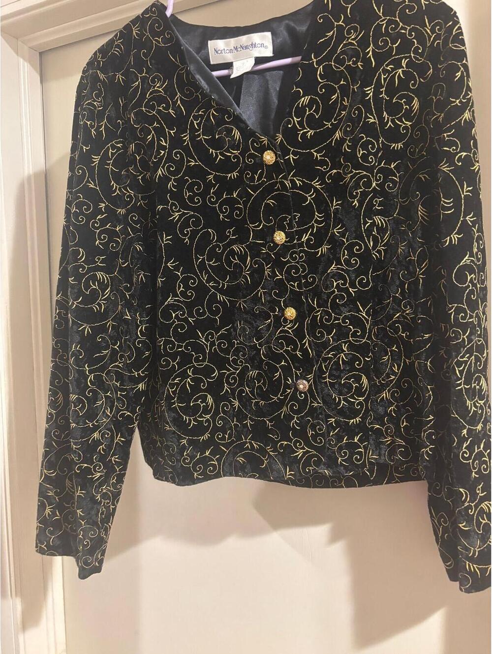 Norton McNaughton Black & Gold Embroidered Jacket Y2K Vintage Vibes Size 12